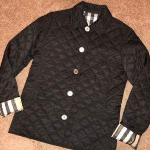 Big Girls Black Burberry Quilted Jacket 12Y
